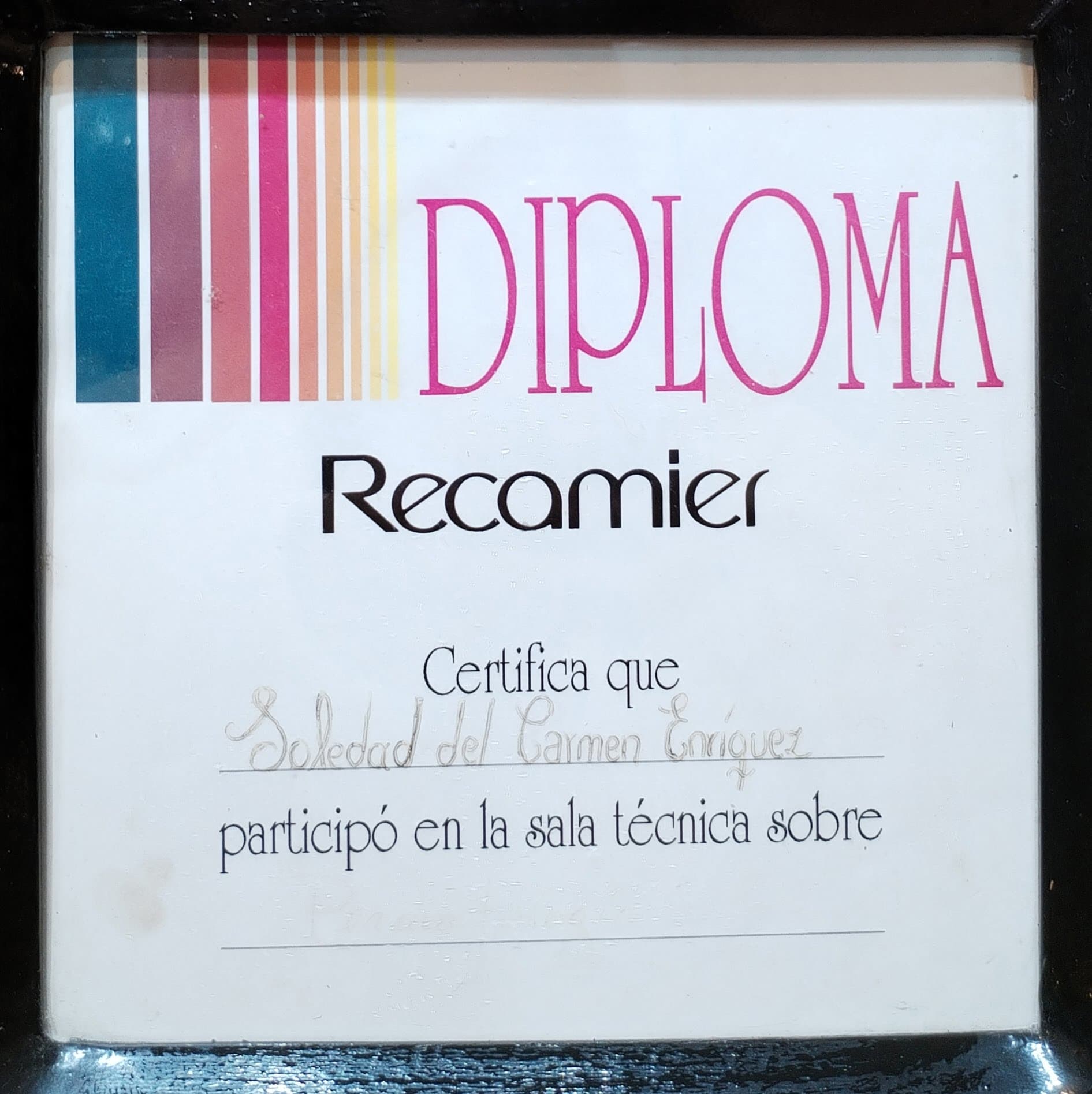 Diploma de formación técnica Recamier